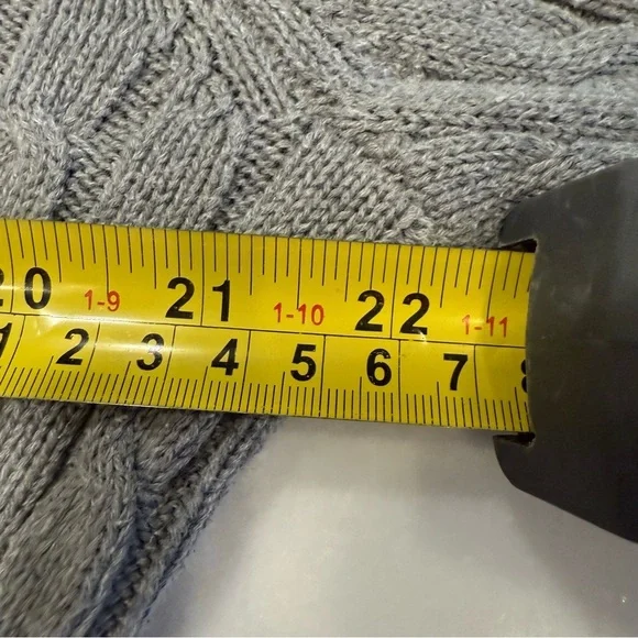 Lauren Ralph Lauren Women's Cable Knit V-Neck Sweater Gray Sz Large - Picture 7 of 9